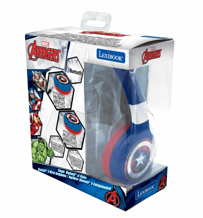 Книга Składane słuchawki Avengers 2 w 1 Bluetooth i przewodowe z zabezpieczeniem głośności dla dzieci HPBT010AV 