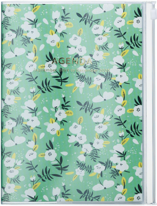 Book MARK'S 2024/2025 Taschenkalender A5 vertikal, Flower Pattern // Green 