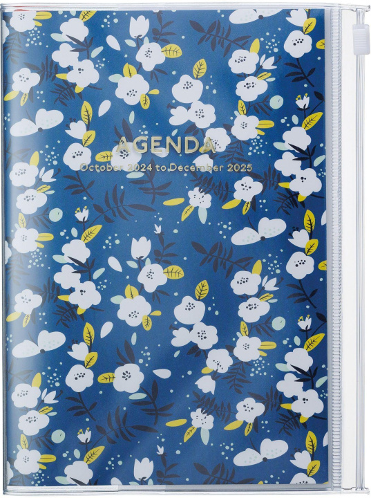 Könyv MARK'S 2024/2025 Taschenkalender B6 vertikal, Flower Pattern // Navy 