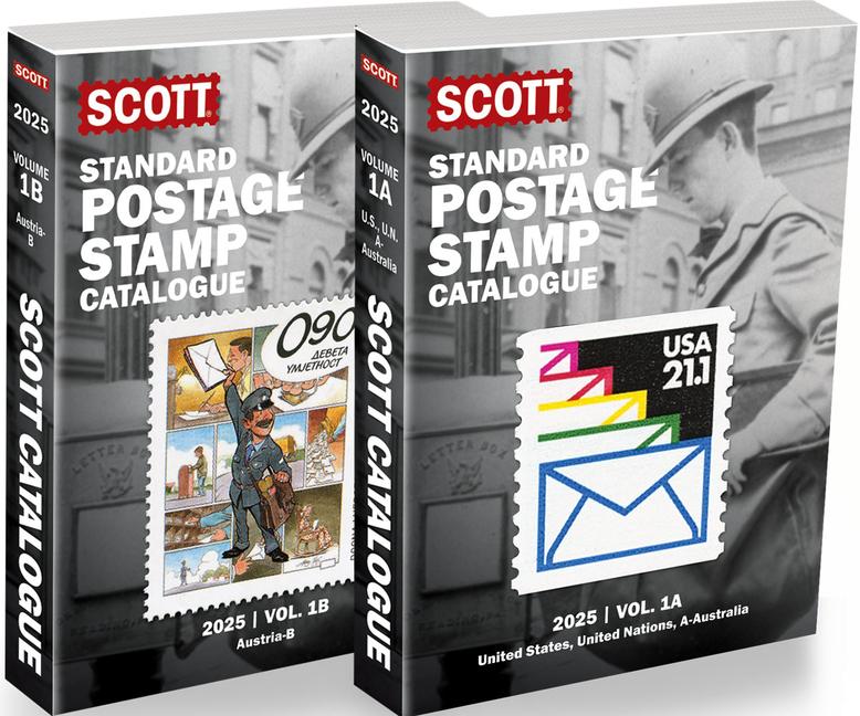 Book 2025 Scott Stamp Postage Catalogue Volume 1: Cover Us, Un, Countries A-B (2 Copy Set) 