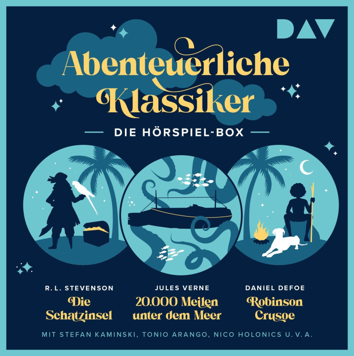 Audio Abenteuerliche Klassiker - Die Hörspiel-Box. Die Schatzinsel, 20.000 Meilen unter dem Meer, Robinson Crusoe Robert Louis Stevenson