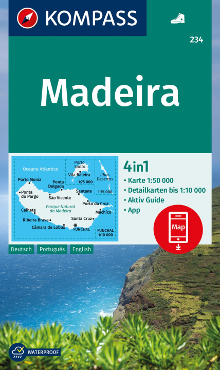 Prasa KOMPASS Wanderkarte 234 Madeira 1:50.000 