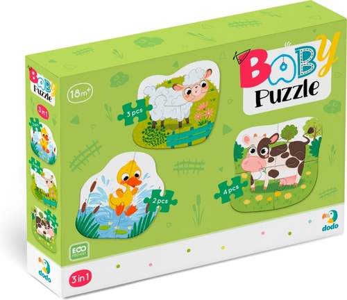 Hra/Hračka Baby puzzle Zvířátka ze statku 3v1 