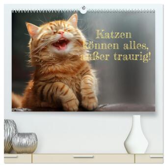 Kalendár/Diár Katzen können alles, außer traurig. (hochwertiger Premium Wandkalender 2025 DIN A2 quer), Kunstdruck in Hochglanz Calvendo