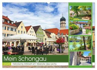 Kalendář/Diář Mein Schongau - Historische Altstadt am Westufer des Lechs (Wandkalender 2025 DIN A2 quer), CALVENDO Monatskalender Calvendo