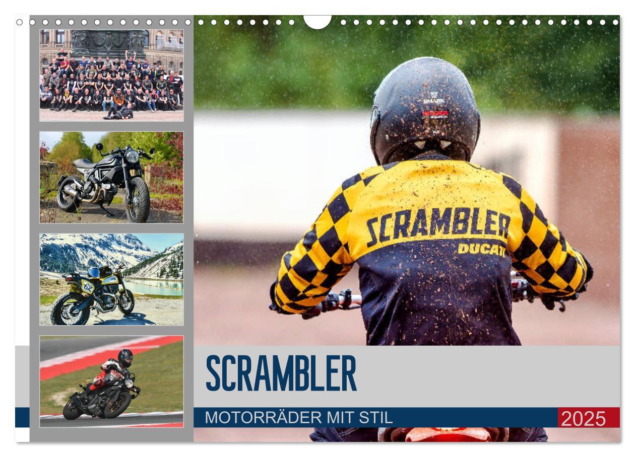 Kalendář/Diář Scrambler Motorräder mit Stil (Wandkalender 2025 DIN A3 quer), CALVENDO Monatskalender Calvendo