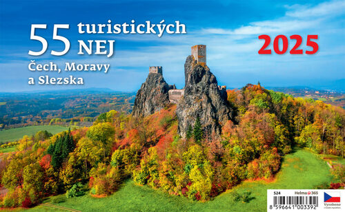 Kalender/Terminbuch 55 turistických NEJ Čech, Moravy a Slezska 2025 - stolní kalendář 