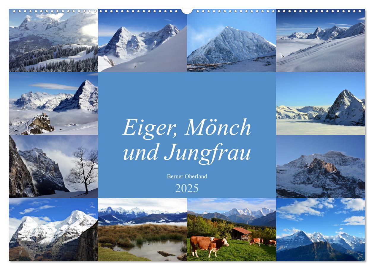 Naptár/Határidőnapló Eiger, Mönch und Jungfrau 2025 (Wandkalender 2025 DIN A2 quer), CALVENDO Monatskalender 