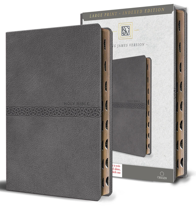 Buch KJV Holy Bible, Large Print Medium Format, Gray Faux Leather W/Ribbon Marker, Red Letter, Thumb Index 