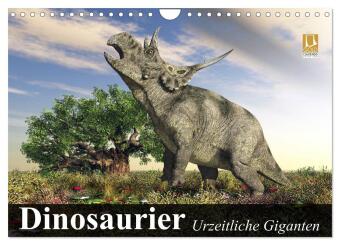 Naptár/Határidőnapló Dinosaurier. Urzeitliche Giganten (Wandkalender 2025 DIN A4 quer), CALVENDO Monatskalender Calvendo