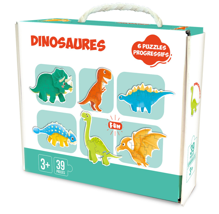 Knjiga PUZZLE DINOSAURES 6 EN 1 39 PIECES 