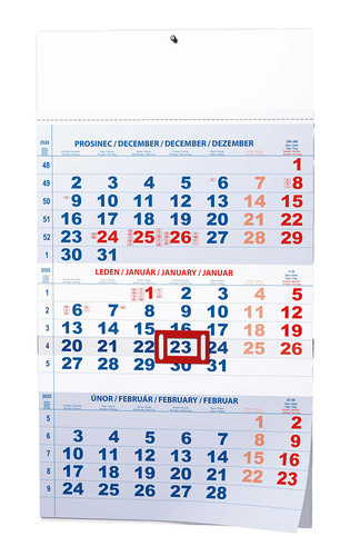 Kalendář/Diář Tříměsíční kalendář 2025 modrý - nástěnný kalendář 