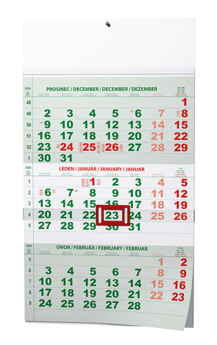 Calendar / Agendă Tříměsíční kalendář 2025 zelený - nástěnný kalendář 