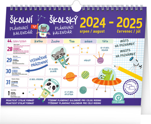 Calendar / Agendă Školní plánovací kalendář s háčkem 2025, 30 × 21 cm 