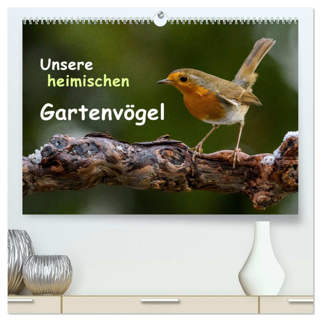 Kalendar/Rokovnik Unsere heimischen Gartenvögel (hochwertiger Premium Wandkalender 2025 DIN A2 quer), Kunstdruck in Hochglanz Calvendo