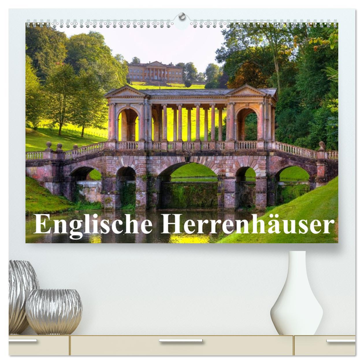 Kalendář/Diář Englische Herrenhäuser (hochwertiger Premium Wandkalender 2025 DIN A2 quer), Kunstdruck in Hochglanz Calvendo