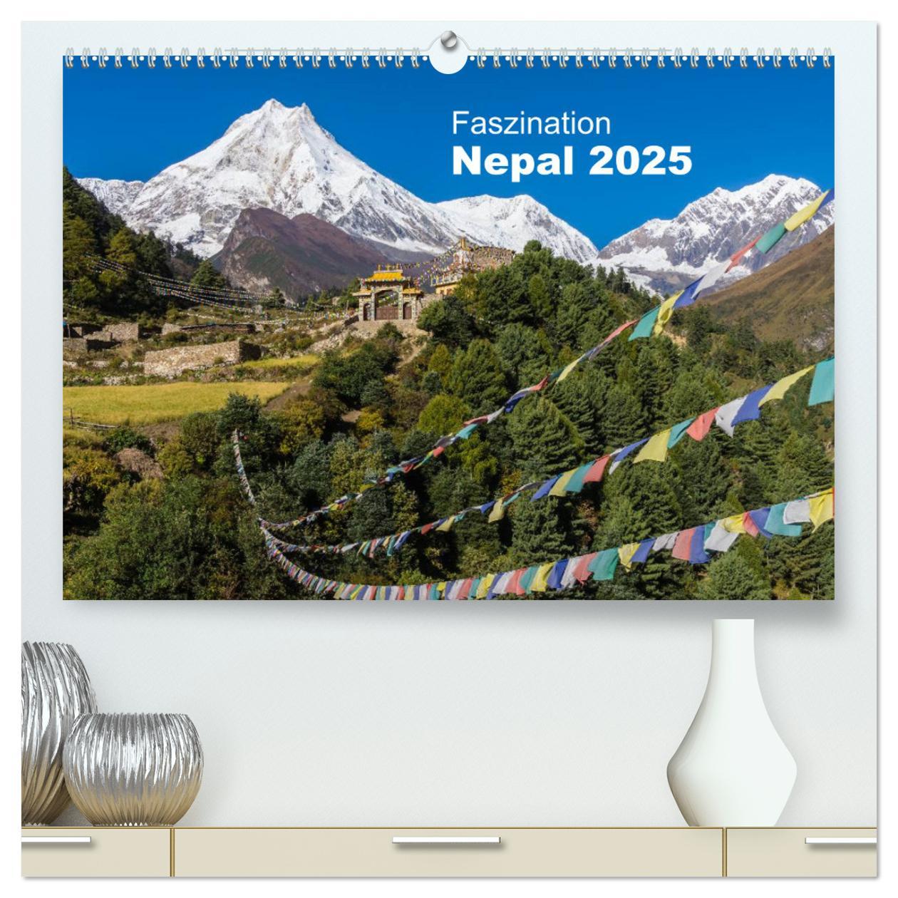 Calendario/Agenda Faszination Nepal (hochwertiger Premium Wandkalender 2025 DIN A2 quer), Kunstdruck in Hochglanz Calvendo