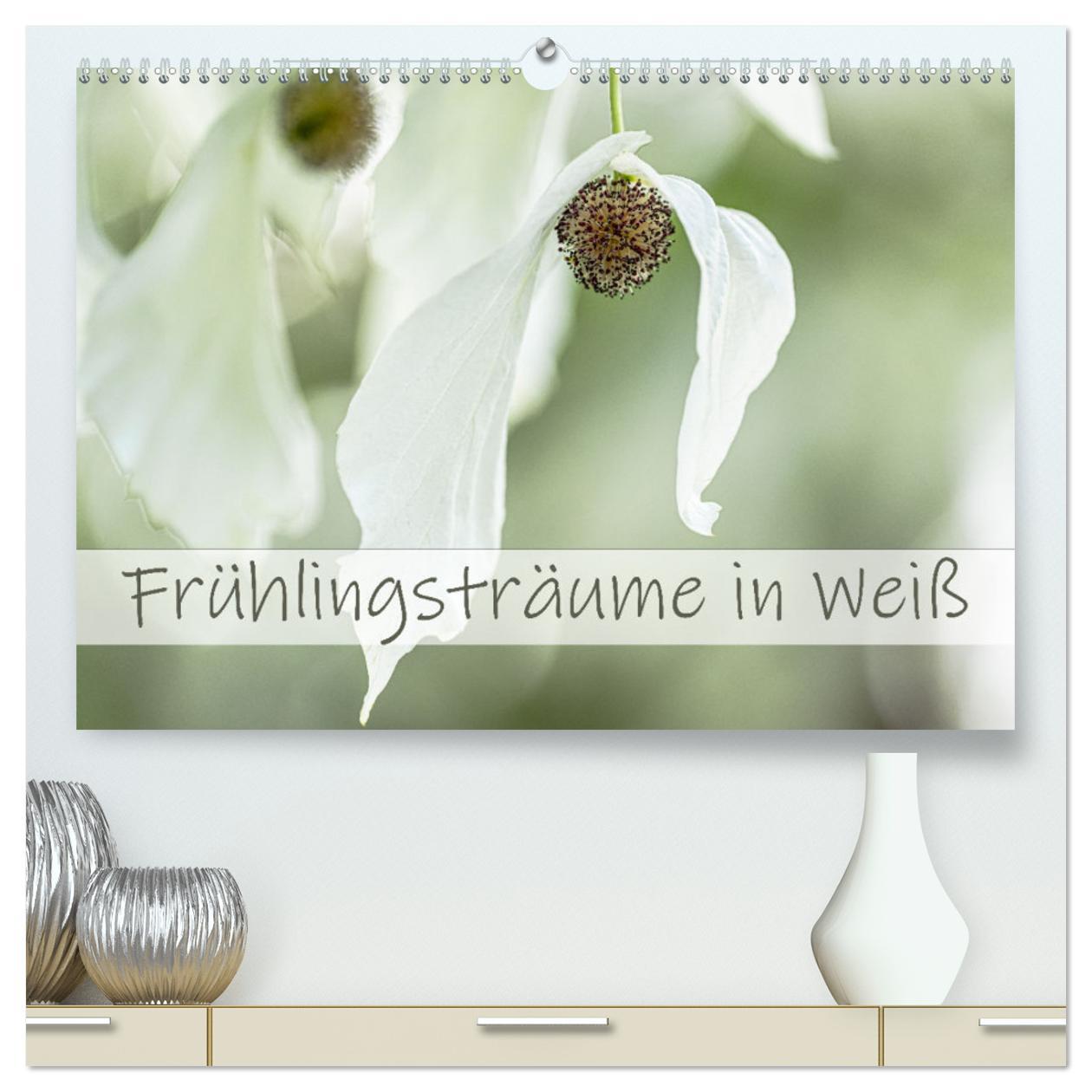 Calendar/Diary Frühlingsträume in Weiß (hochwertiger Premium Wandkalender 2025 DIN A2 quer), Kunstdruck in Hochglanz Calvendo