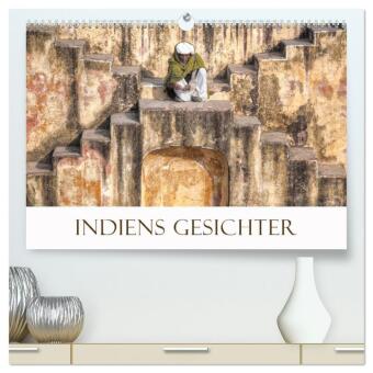 Kalendář/Diář Indiens Gesichter (hochwertiger Premium Wandkalender 2025 DIN A2 quer), Kunstdruck in Hochglanz Calvendo