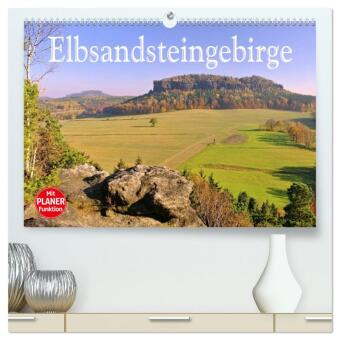 Kalendarz/Pamiętnik Elbsandsteingebirge (hochwertiger Premium Wandkalender 2025 DIN A2 quer), Kunstdruck in Hochglanz Calvendo