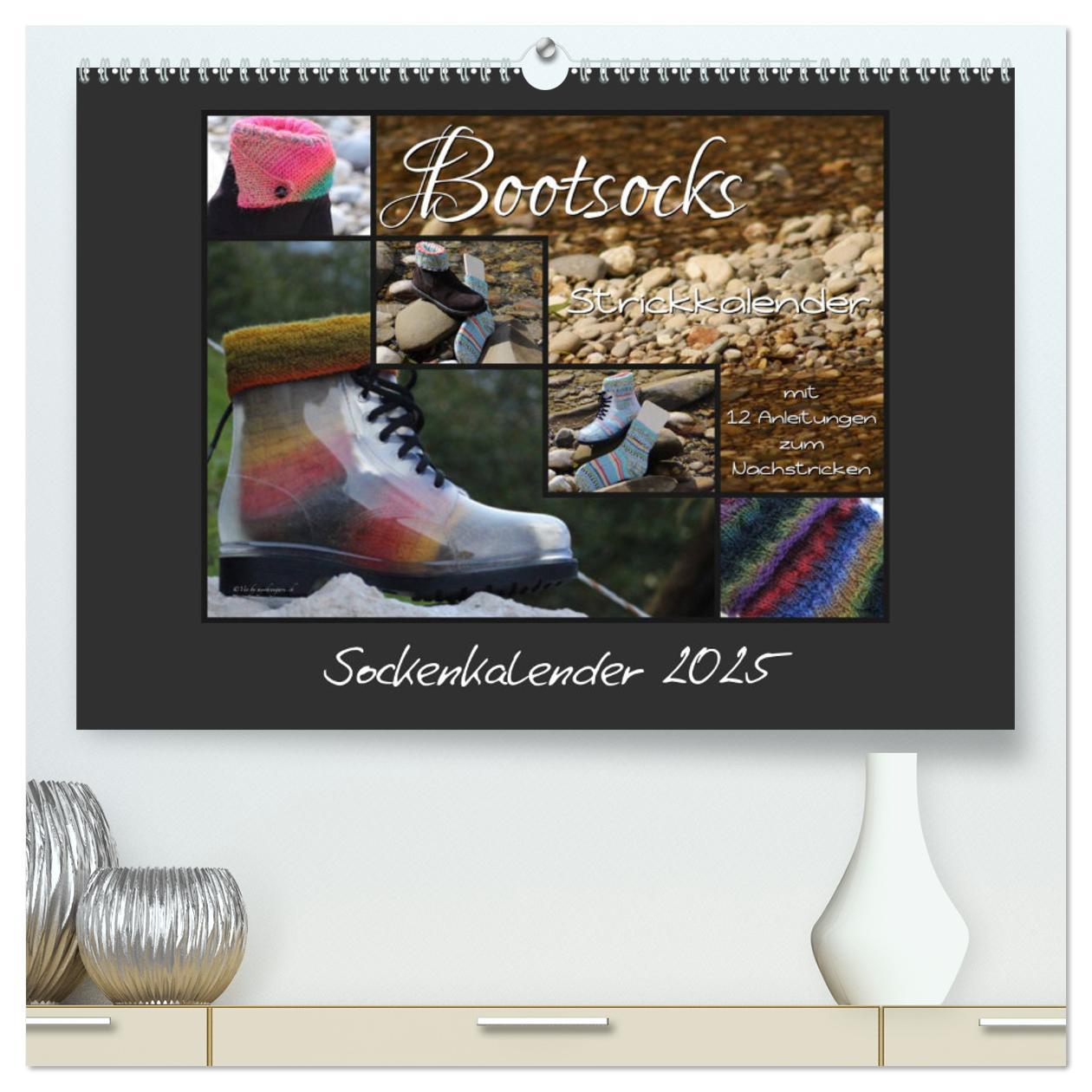 Kalendář/Diář Sockenkalender Bootsocks 2025 (hochwertiger Premium Wandkalender 2025 DIN A2 quer), Kunstdruck in Hochglanz Calvendo