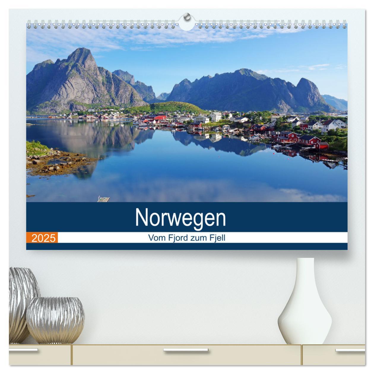 Kalendarz/Pamiętnik Norwegen 2025 - vom Fjord zum Fjell (hochwertiger Premium Wandkalender 2025 DIN A2 quer), Kunstdruck in Hochglanz Calvendo