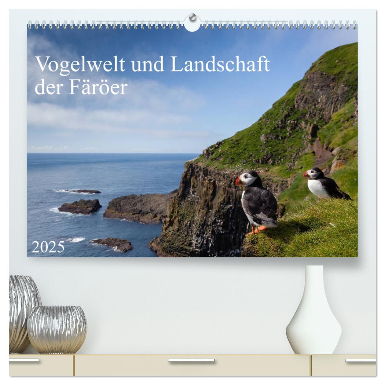 Kalendář/Diář Vogelwelt und Landschaft der Färöer (hochwertiger Premium Wandkalender 2025 DIN A2 quer), Kunstdruck in Hochglanz Calvendo