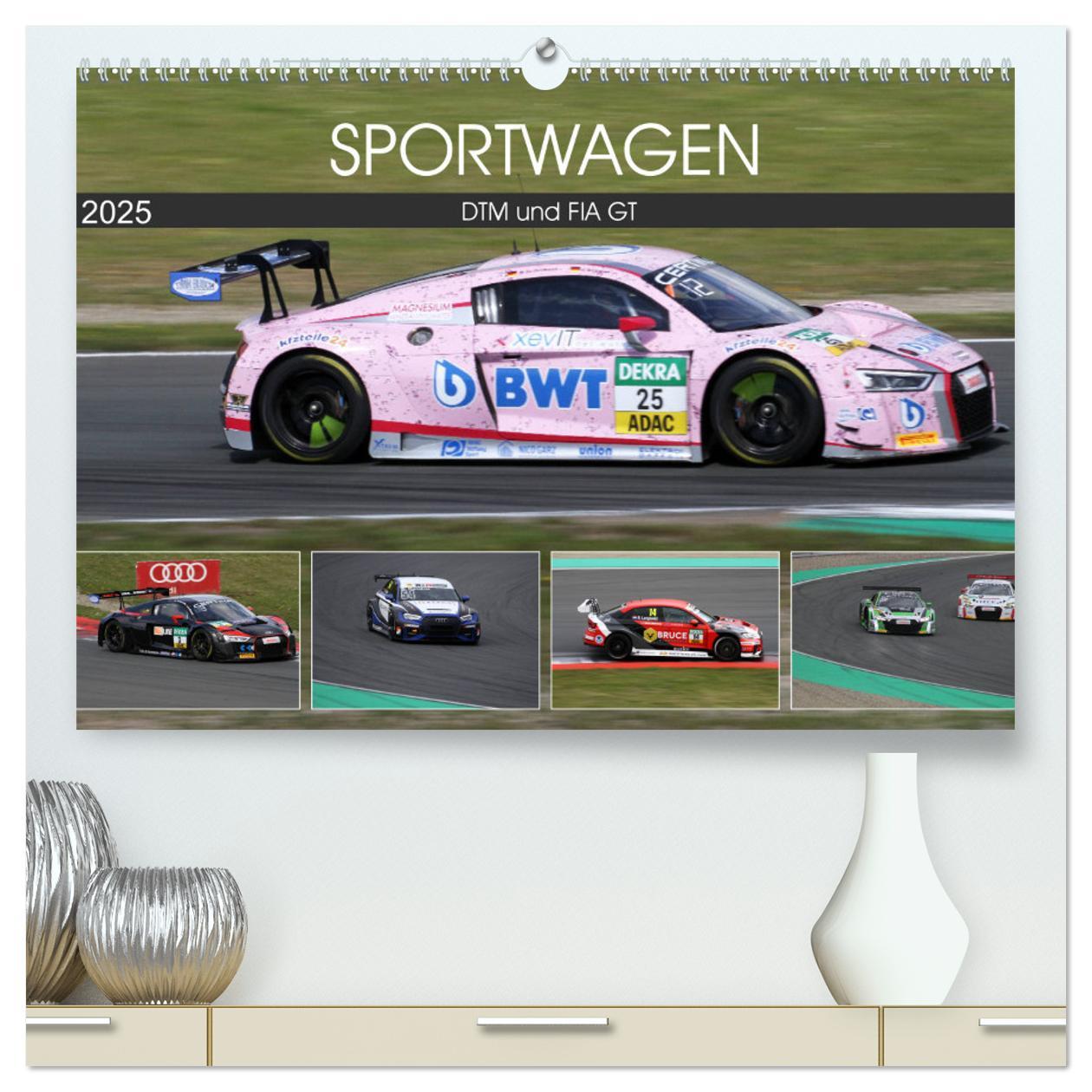 Kalendarz/Pamiętnik SPORTWAGEN DTM und FIA GT (hochwertiger Premium Wandkalender 2025 DIN A2 quer), Kunstdruck in Hochglanz 