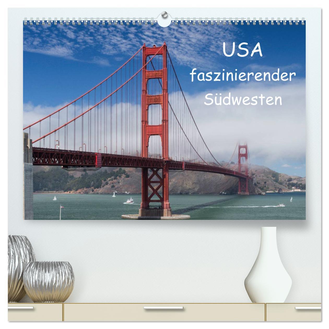 Naptár/Határidőnapló USA - faszinierender Südwesten / CH-Version (hochwertiger Premium Wandkalender 2025 DIN A2 quer), Kunstdruck in Hochglanz 