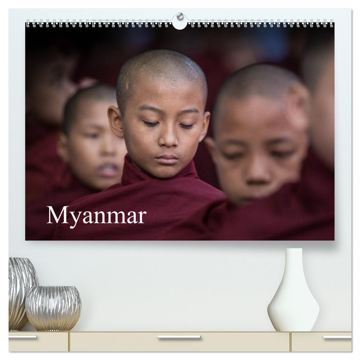 Calendario/Agenda Myanmar 2025 (hochwertiger Premium Wandkalender 2025 DIN A2 quer), Kunstdruck in Hochglanz 