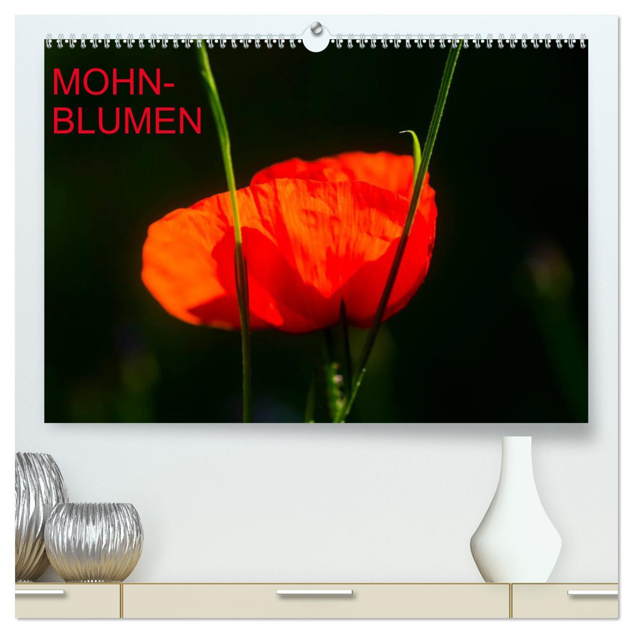 Kalendář/Diář Mohnblumen (hochwertiger Premium Wandkalender 2025 DIN A2 quer), Kunstdruck in Hochglanz 