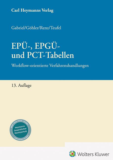 Libro EPÜ-, EPGÜ- und PCT-Tabellen Karen Göhler