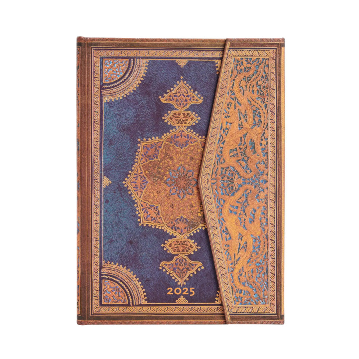 Книга Safavid Indigo (Safavid Binding Art) Midi 12-month Vertical Hardback Dayplanner 2025 (Wrap Closure) Paperblanks