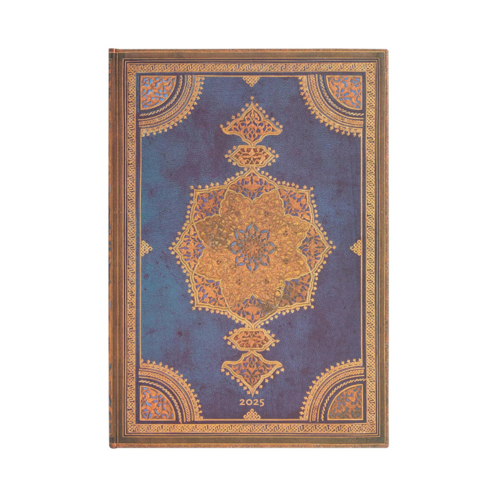 Libro Safavid Indigo (Safavid Binding Art) Grande 12-month Vertical Hardback Dayplanner 2025 (Elastic Band Closure) Paperblanks