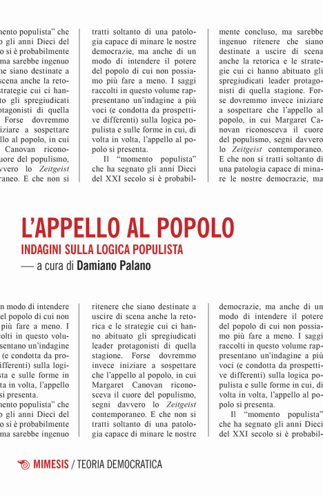 Libro appello al popolo. Indagini sulla logica populista 
