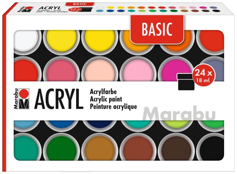 Książka Marabu Sada akrylových barev Basic 24 x 18 ml 
