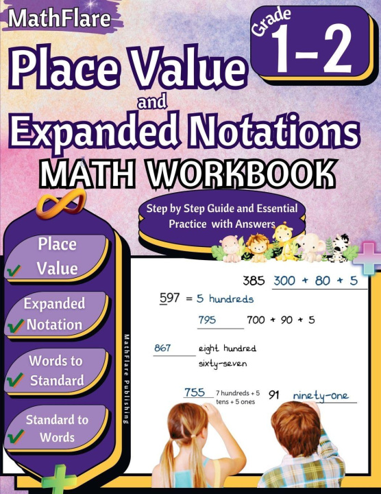 Knjiga Place Value and Expanded Notations Math Workbook 1st and 2nd Grade MathFlare Publishing