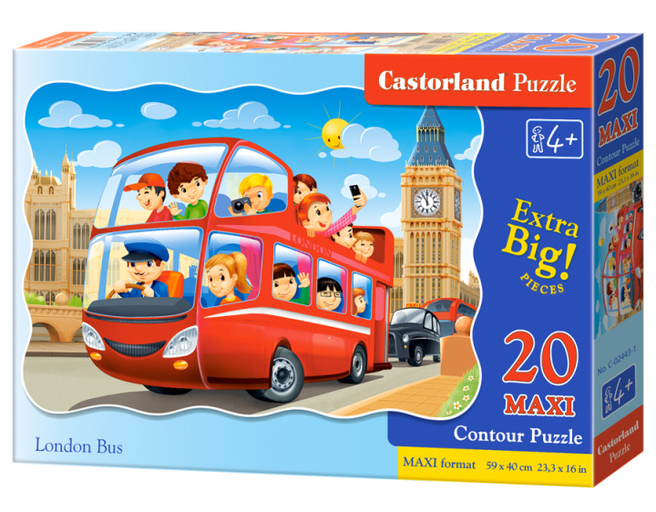 Knjiga Puzzle 20 elementów Maxi. Londyński autobus Uroczy Motyw: Puzzle przedstawiają klasyczny