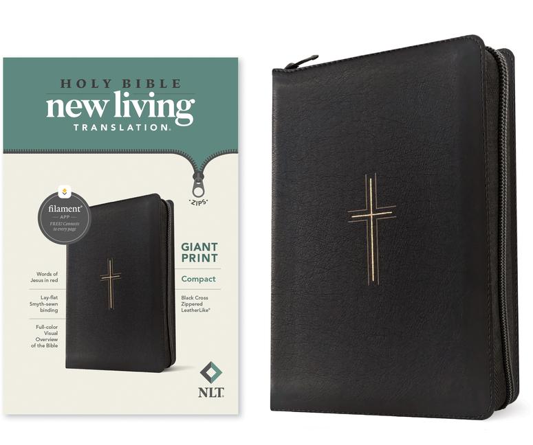 Kniha NLT Compact Giant Print Zipper Bible, Filament-Enabled Edition (Leatherlike, Black Cross, Red Letter) TYNDALE