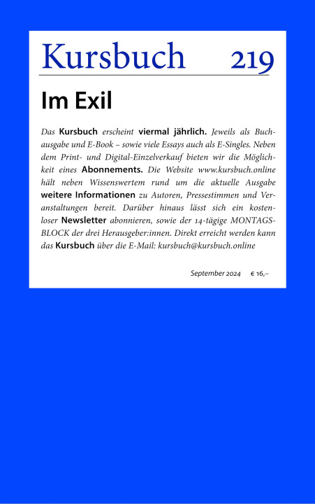 Buch Kursbuch 219 Peter Felixberger