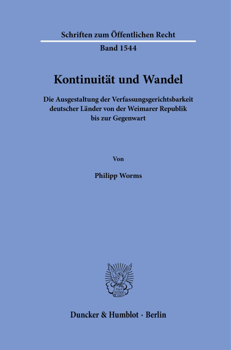 Knjiga Kontinuität und Wandel Philipp Worms