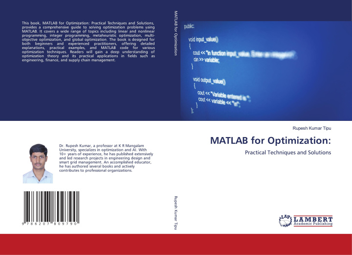 Knjiga MATLAB for Optimization: RUPESH KUMAR TIPU