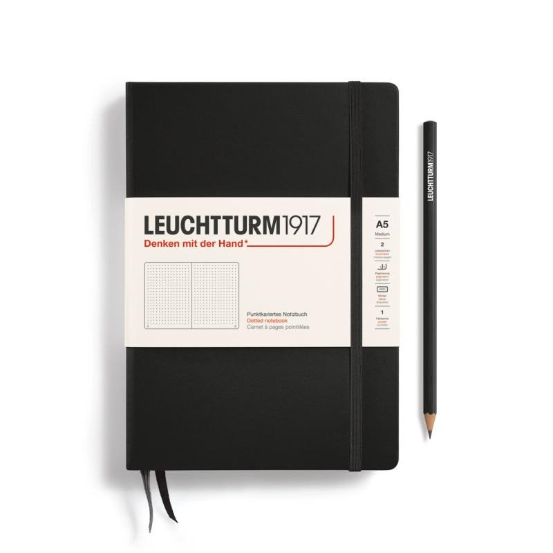 Papírenské zboží Leuchtturm1917 Zápisník Black Medium A5 tečkovaný 