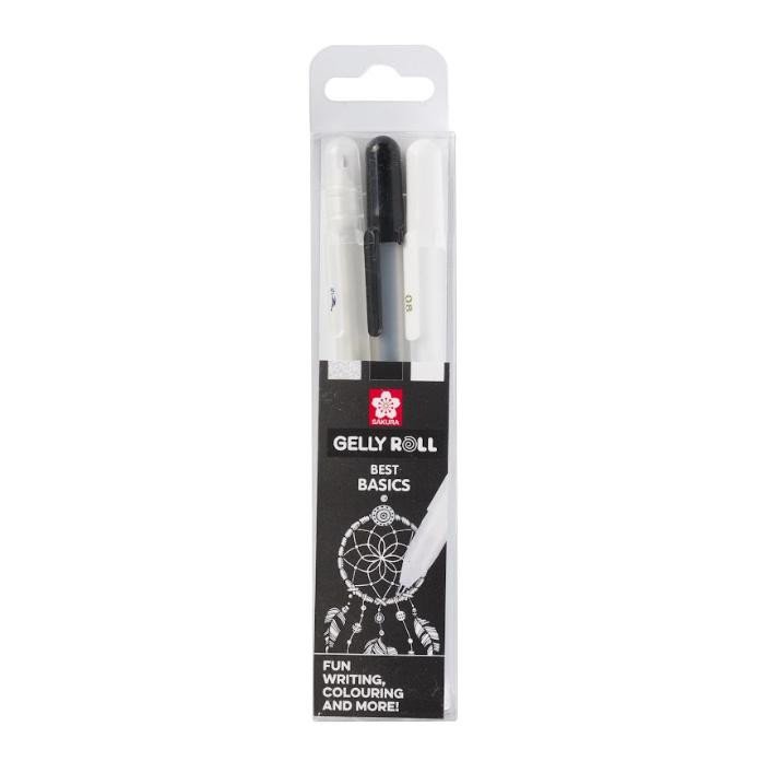 Βιβλίο Sakura Gelová pera Gelly Basic Black-White-Clear 3 ks 