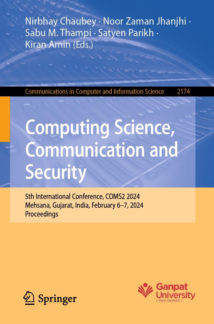 Knjiga Computing Science, Communication and Security Nirbhay Chaubey