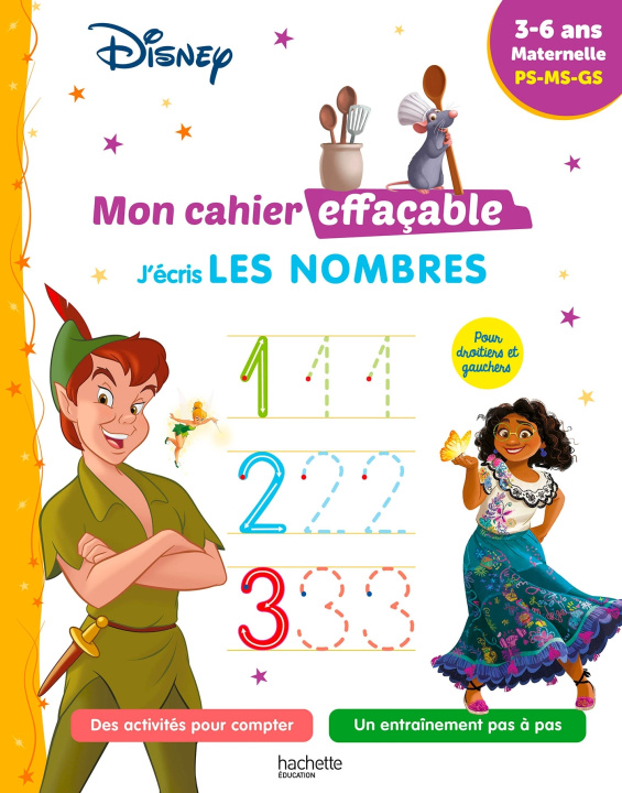 Libro Disney - Mon cahier effaçable - J'écris les nombres (3-6 ans) Hachette Education