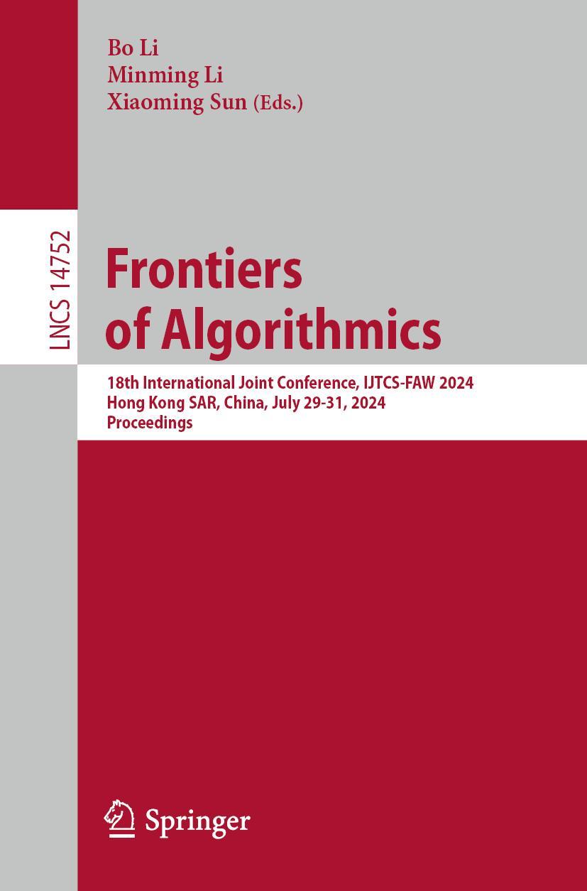 Book Frontiers of Algorithmics Bo Li