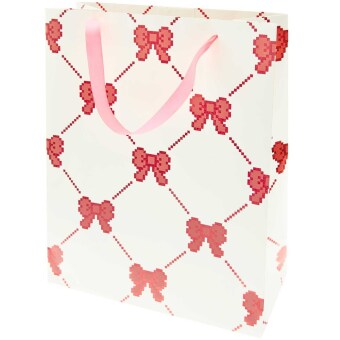 Igra/Igrača Geschenktüte Pixel Schleifen, Creme, L, FSC MIX 