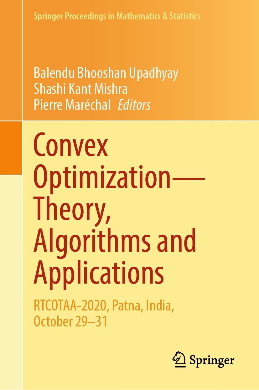 Libro Convex Optimization-Theory, Algorithms and Applications Balendu Bhooshan Upadhyay