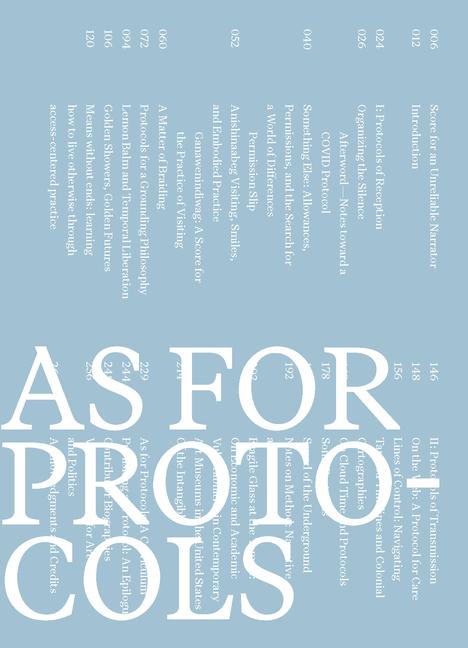 Book As for Protocols Carin Kuoni